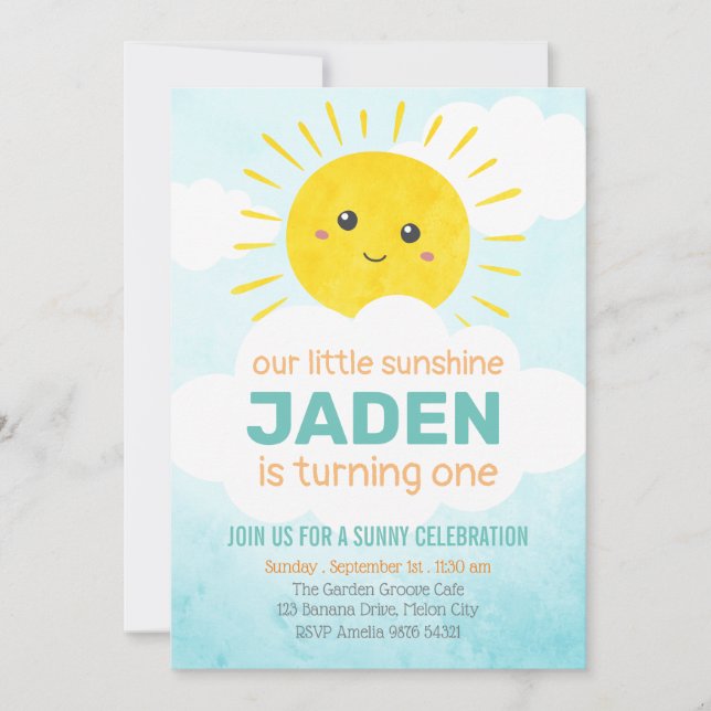 Invitation Notre Petit Soleil | Premier anniversaire (Devant)