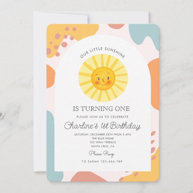 Invitation Notre Petit Soleil Tournant Un Soleil 1Er Annivers (Devant)