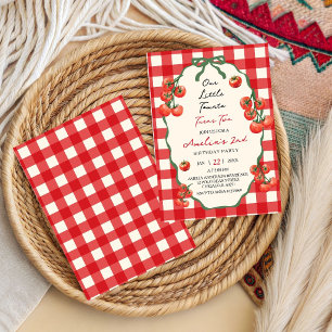 Invitation Notre petit Tomato Red Gingham fête ses deux ans