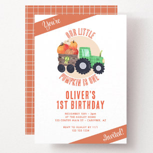 Invitation Notre petit tracteur Citrouille 1er anniversaire