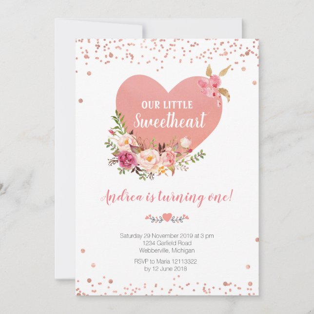 Invitation Notre petite amie fête un anniversaire (Devant)