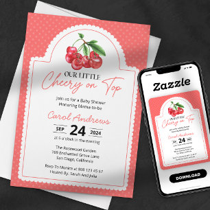 Invitation Notre petite cerise sur le Baby shower bébé fille 