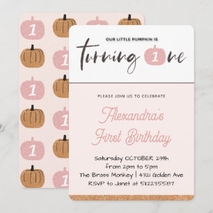 Invitation Notre petite citrouille a un an 1er anniversaire