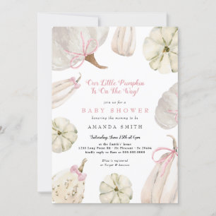 Invitation Notre Petite Citrouille Baby shower de la Bow rose