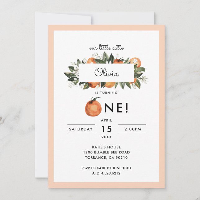 Invitation Notre Petite Cutie Est Une 1ère Fête D'Anniversair (Devant)