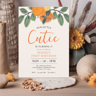 Invitation Notre Petite Cutie Orange Thème 1er Anniversaire