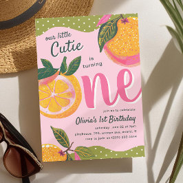 Invitation Notre petite Cutie' Orange Whimsical 1er Anniversa