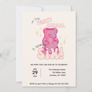Invitation Notre petite fête Animal Gummy Bear 6e anniversair