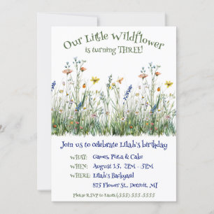 Invitation Notre Petite fête d'anniversaire Fleur sauvage