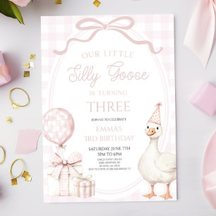 Invitation Notre petite fête d'anniversaire rose de l'oie sot
