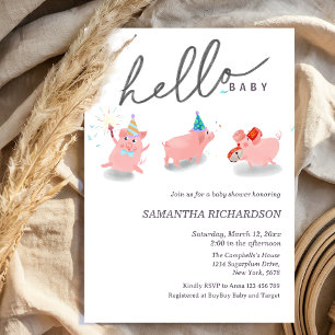 Invitation Notre petite fête prénatale de bébé cochon