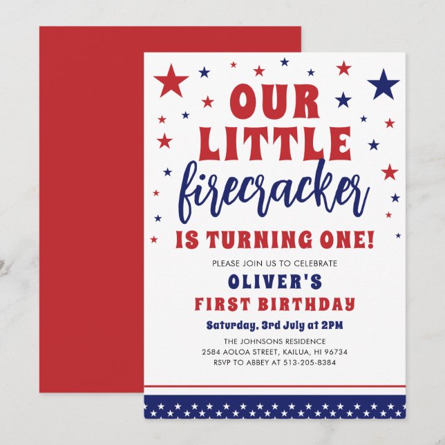 Invitation Notre petite fêteuse 1ère fête d'anniversaire (Devant / Derrière)