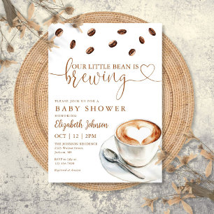 Invitation Notre petite fève prépare un café Baby Shower