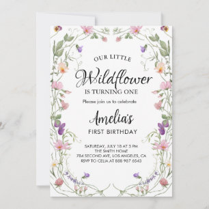 Invitation Notre Petite Fille Fleur sauvage Anniversaire