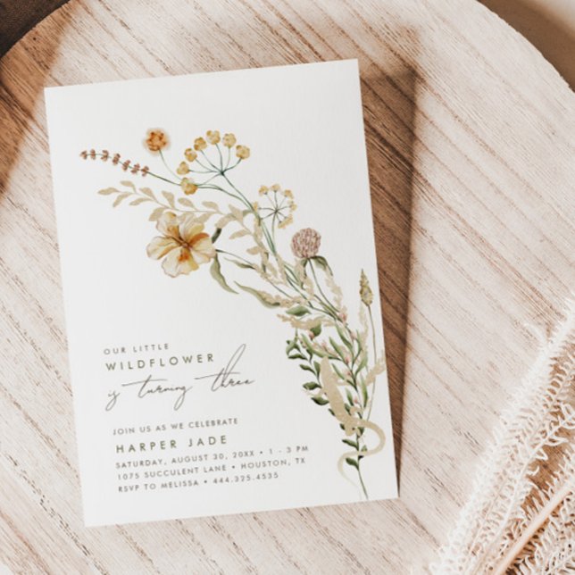 Invitation Notre Petite Fille Fleur sauvage Fête d'Anniversai (Créateur téléchargé)