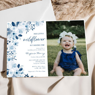 Invitation Notre Petite Fleur sauvage Baby Girl 1er anniversa