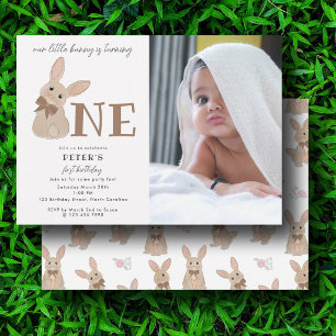 Invitation Notre petite lapin de Pâques photo d'anniversaire