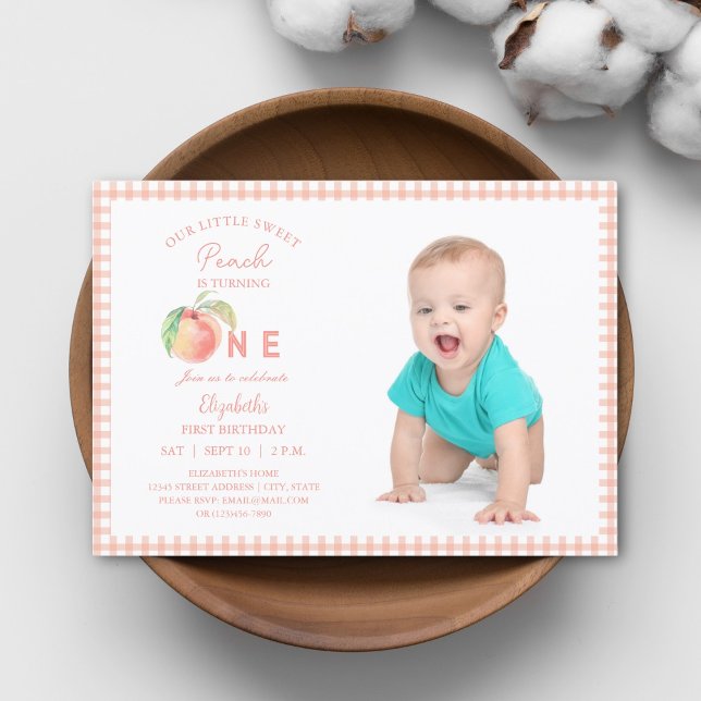 Invitation Notre petite pêche douce est une photo pour bébé d (Créateur téléchargé)