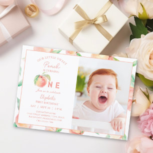 Invitation Notre petite pêche douce est une photo pour bébé d
