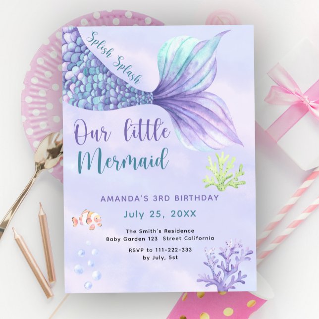 Invitation Notre Petite Sirène 3e fête d'anniversaire (Créateur téléchargé)