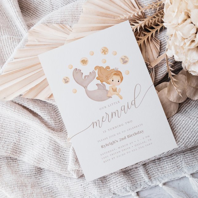 Invitation Notre Petite Sirène Filles de la Mer Boho fête d'a (Créateur téléchargé)