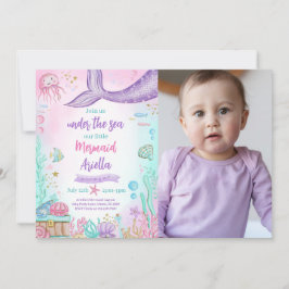 Invitation Notre petite sirène photo d'anniversaire