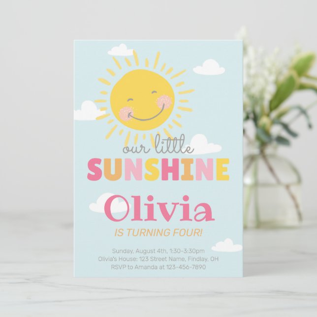 Invitation Notre Petite Soirée D'Anniversaire Rose Soleil N'I (Debout devant)
