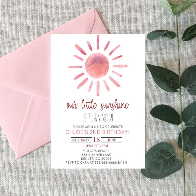 Invitation Notre Petite Soirée Soleil Rose Anniversaire (Créateur téléchargé)