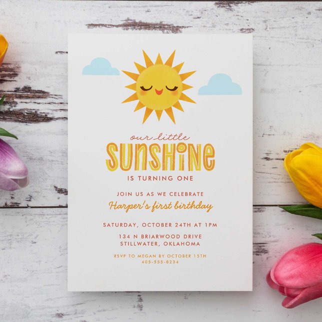 Invitation Notre petite Sunshine Fête d'anniversaire pour enf (Créateur téléchargé)
