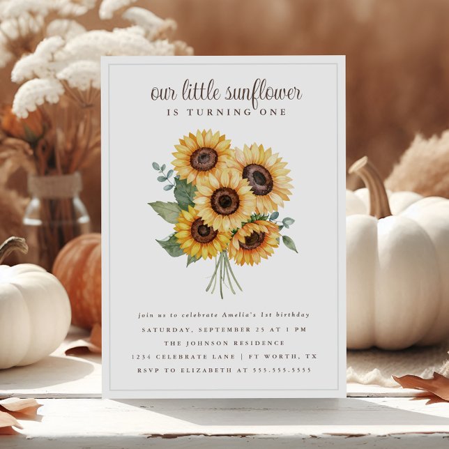 Invitation Notre petite tournesol automne 1er anniversaire (Créateur téléchargé)