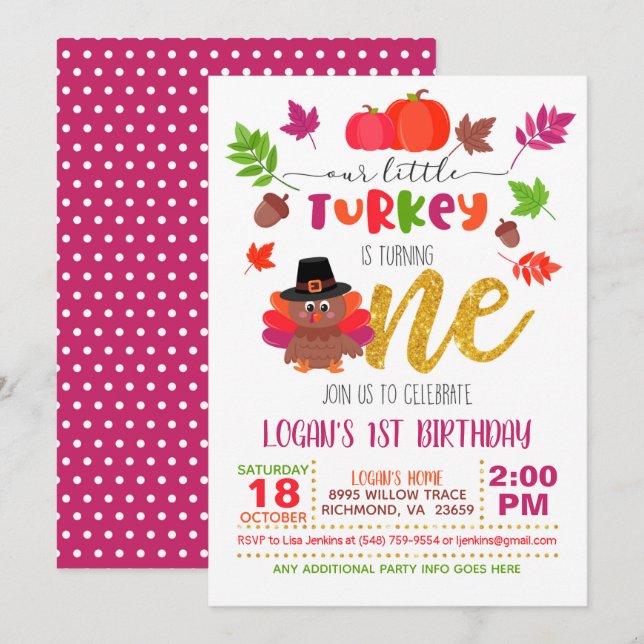 Invitation Notre petite Turquie devient un - Girl - FD (Devant / Derrière)