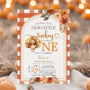 Invitation Notre petite Turquie En vichy Fleur sauvage 1er an