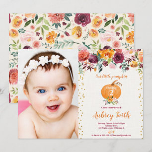 Invitation Notre peu de photo florale d'anniversaire de