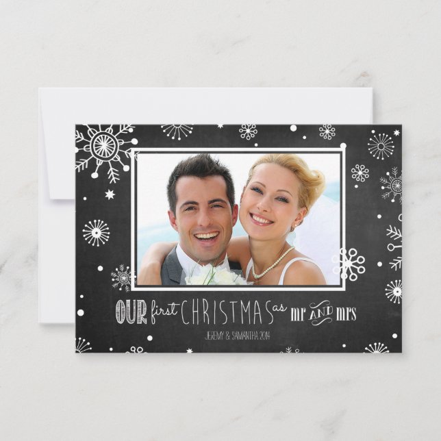 Invitation Notre premier Noël en tant que M. et Mme Snowflake (Devant)