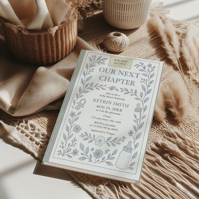Invitation Notre prochain chapitre Storybook Boy Baby shower (Our Next Chapter Storybook Baby Shower Invitation)