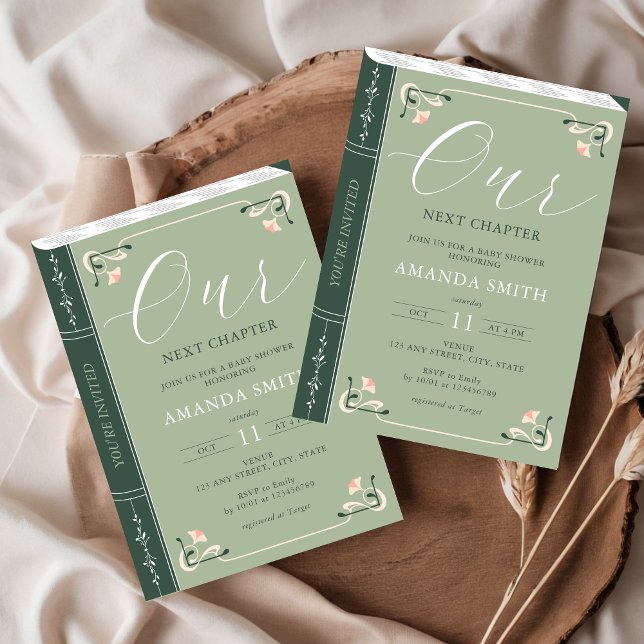 Invitation Notre prochain chapitre Storybook Fairytale Baby s (Créateur téléchargé)