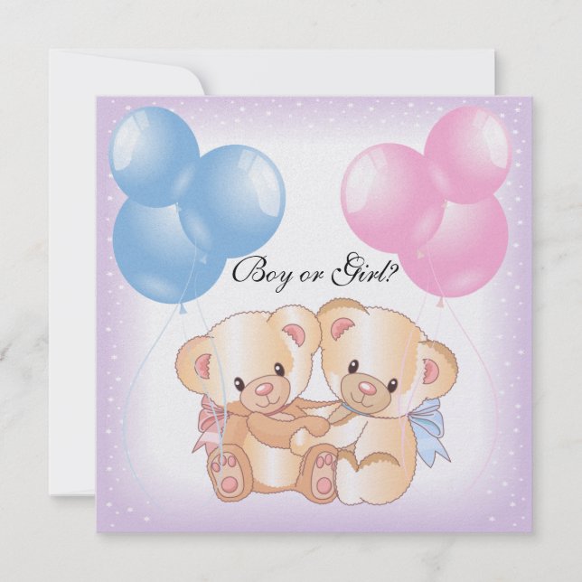 Invitation Nounours et ballons Genre Revela Party Invit (Devant)