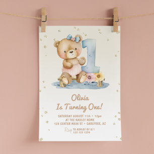Invitation Nounours Ourson 1er Anniversaire