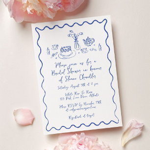 Invitation Nourriture et boissons dessinés à la main pour bru