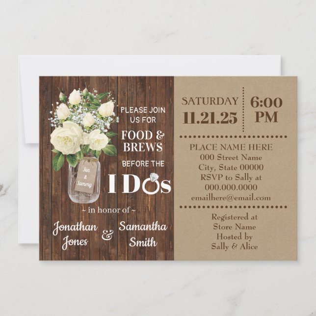 Invitation Nourriture et brasserie avant de faire mariage cam (Devant)