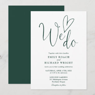 Invitation Nous aimons Coeur Script Emerald Green Mariage
