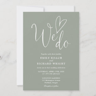 Invitation Nous aimons Coeur Script Sage Mariage Vert