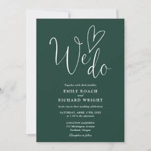 Invitation Nous aimons le coeur QR Code Emerald Green Mariage