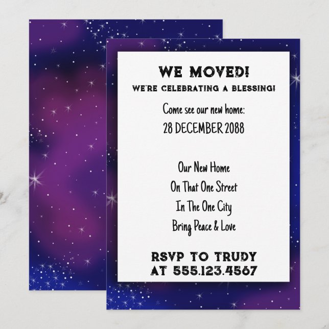 Invitation Nous avons déménagé à la maison Bénédiction d'une  (Devant / Derrière)