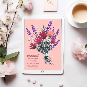 Invitation Nous avons déménagé Fleur sauvage Bouquet Nouvelle