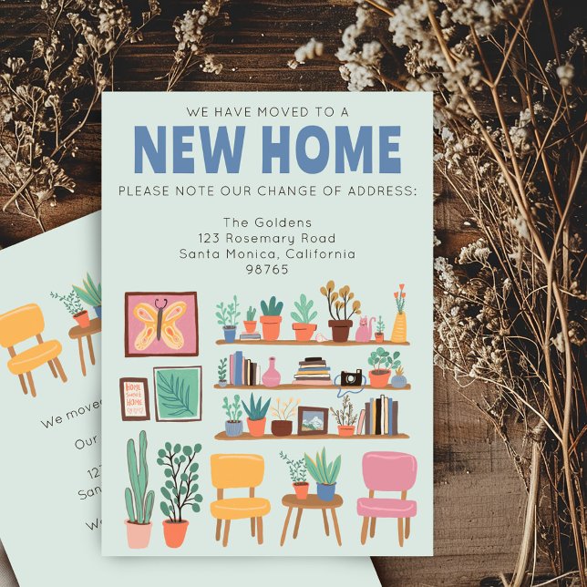 Invitation Nous Avons Déplacé Adresse Changer Cute Livingroom (We Have Moved Address Change Moving Announcement Cute Living room Card - add your own text)