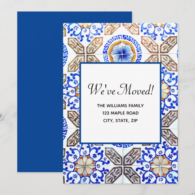 Invitation Nous avons déplacé Italien Bleu Nouvelle adresse (Devant / Derrière)
