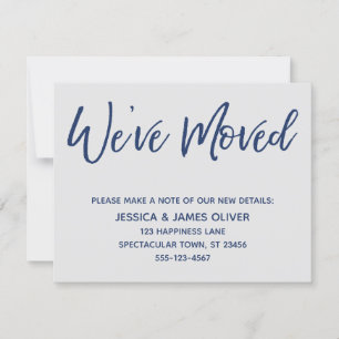 Invitation Nous avons déplacé la marine d'écriture manuscrite