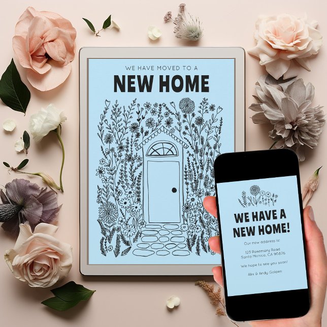 Invitation Nous avons déplacé l'adresse Changer porte de jard (We Moved Address Change Garden Door Digital eCard Download
Moving Announcement New home Address)