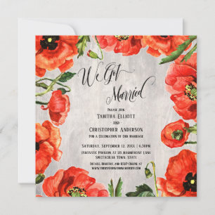 Invitation Nous avons des pavots rouges mariés à la réception